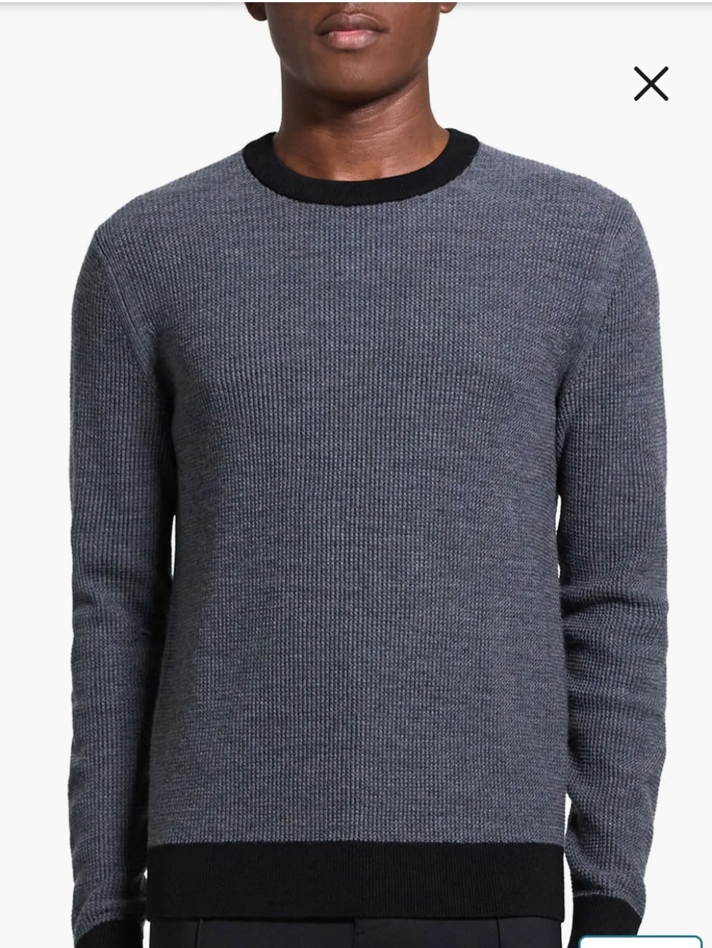 Theory Maden Wool Sweater Men Large Gray Waffle Knit Crewneck Minimalist